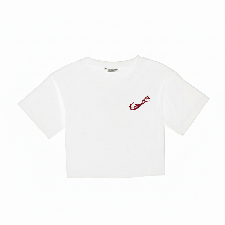 EMBROIDERED BOXY CROP TEE
