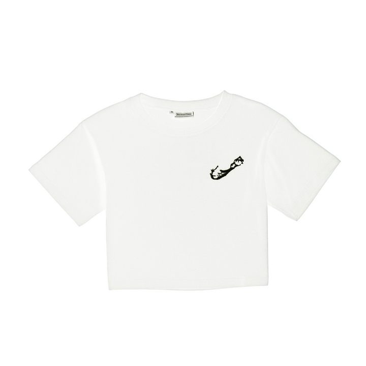 EMBROIDERED BOXY CROP TEE