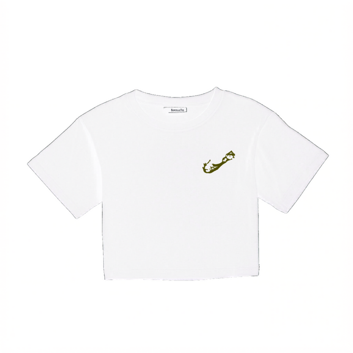 EMBROIDERED BOXY CROP TEE