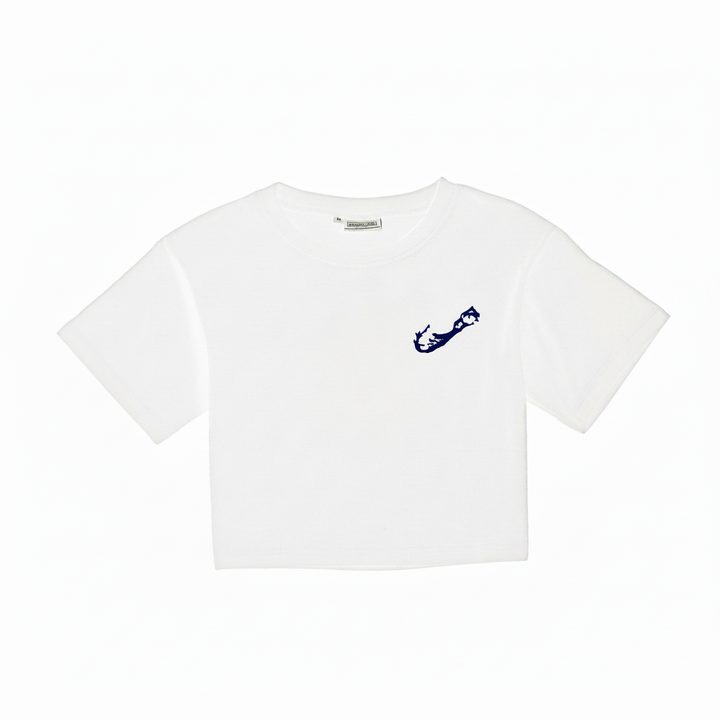 EMBROIDERED BOXY CROP TEE