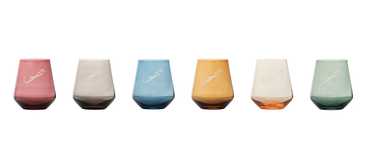 BERMUDA STEMLESS JEWEL TONE WINE GLASSES